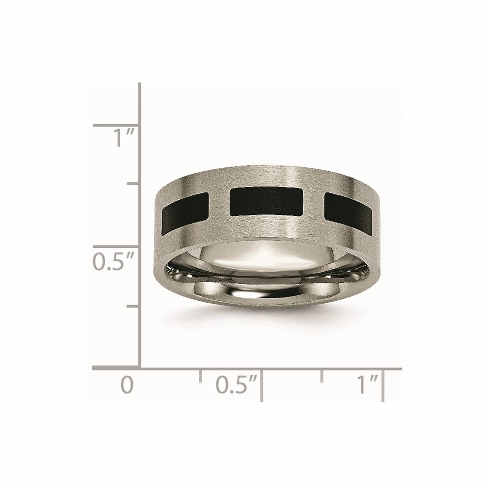 Titanium Black Rubber Flat 8mm Brushed Band | TB185