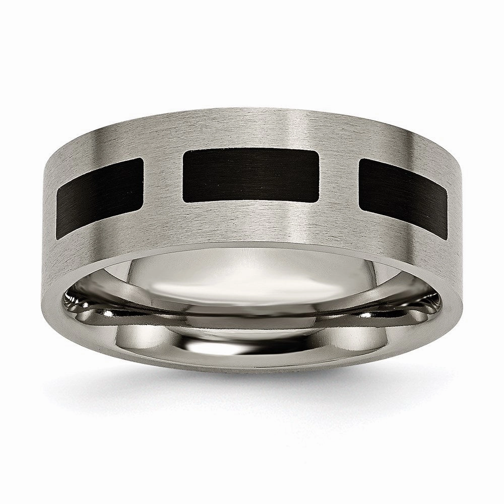 Titanium Black Rubber Flat 8mm Brushed Band | TB185
