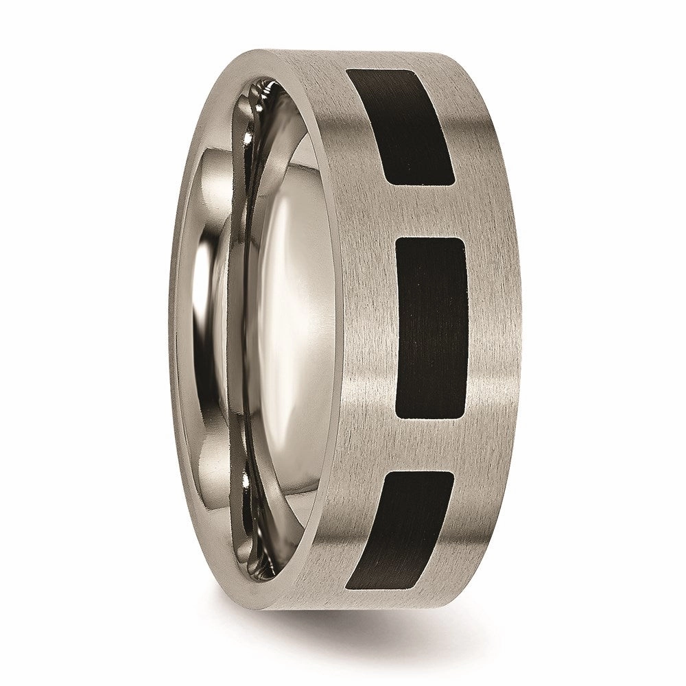 Titanium Black Rubber Flat 8mm Brushed Band | TB185