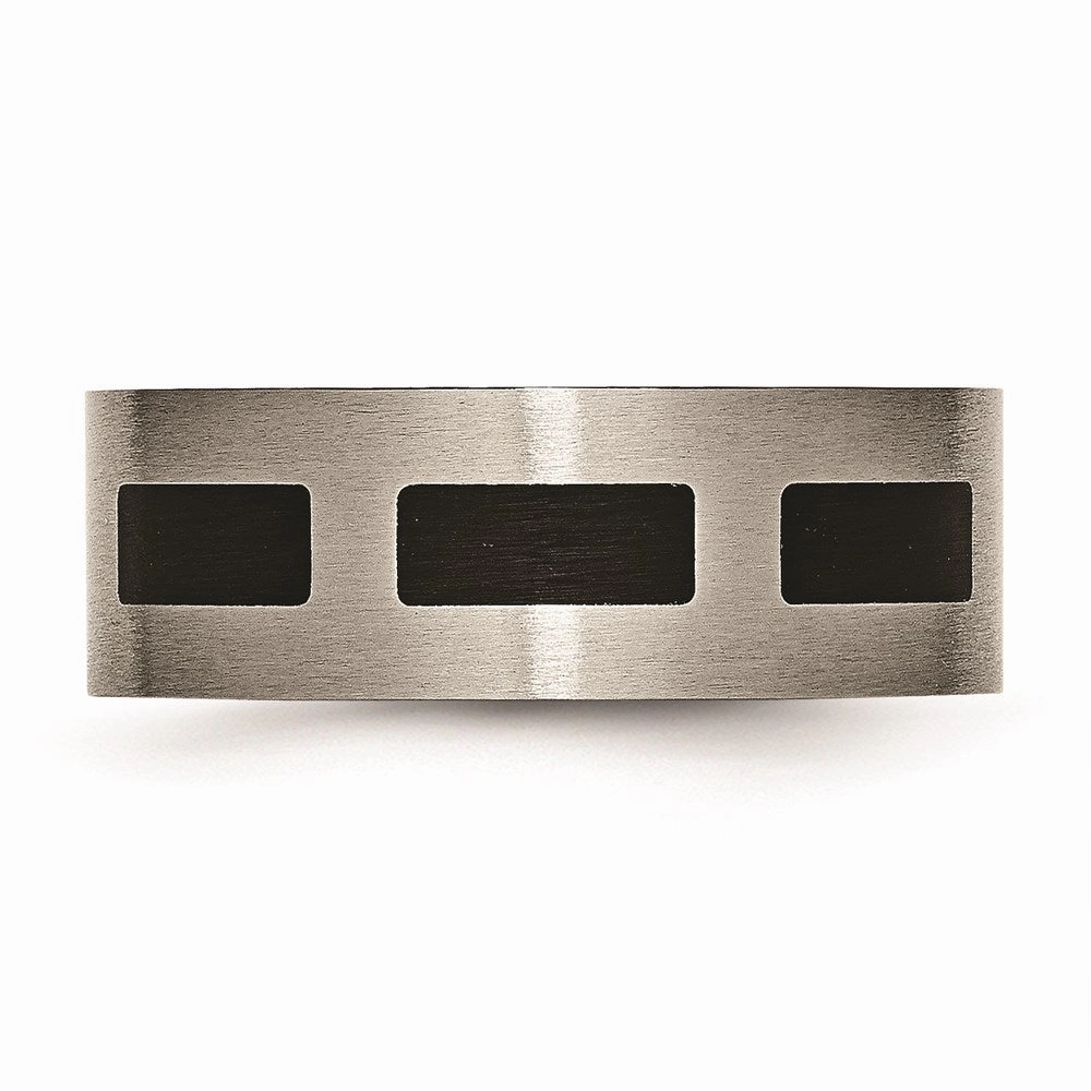 Titanium Black Rubber Flat 8mm Brushed Band | TB185