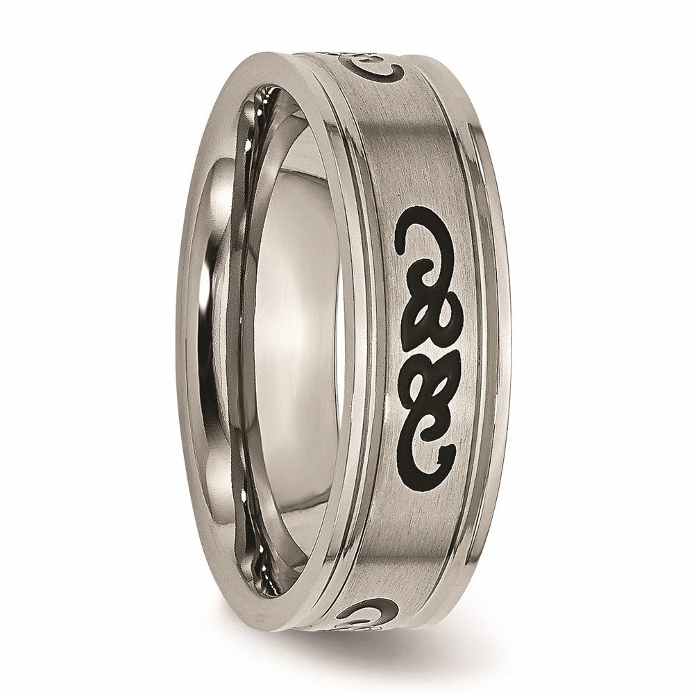 Titanium Black Rubber Ridged Edge 7mm Brushed Band | TB277