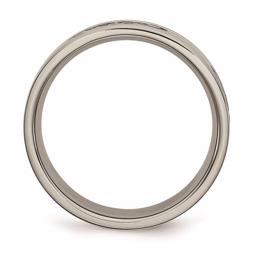Titanium Black Rubber Ridged Edge 7mm Brushed Band | TB277