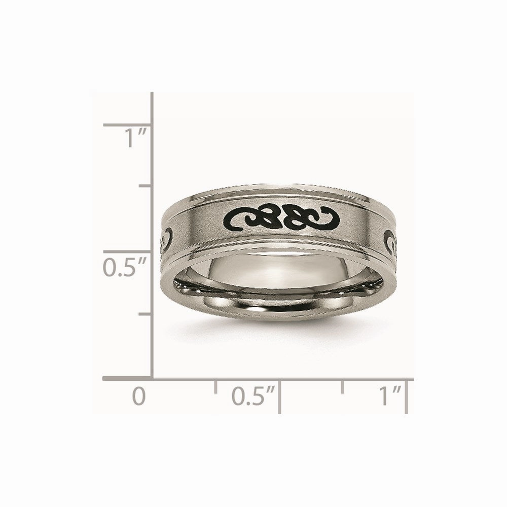 Titanium Black Rubber Ridged Edge 7mm Brushed Band | TB277