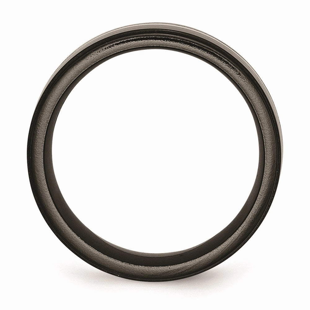 Titanium Black Ti with Sterling Silver Inlay 10mm Polished Band | TB288