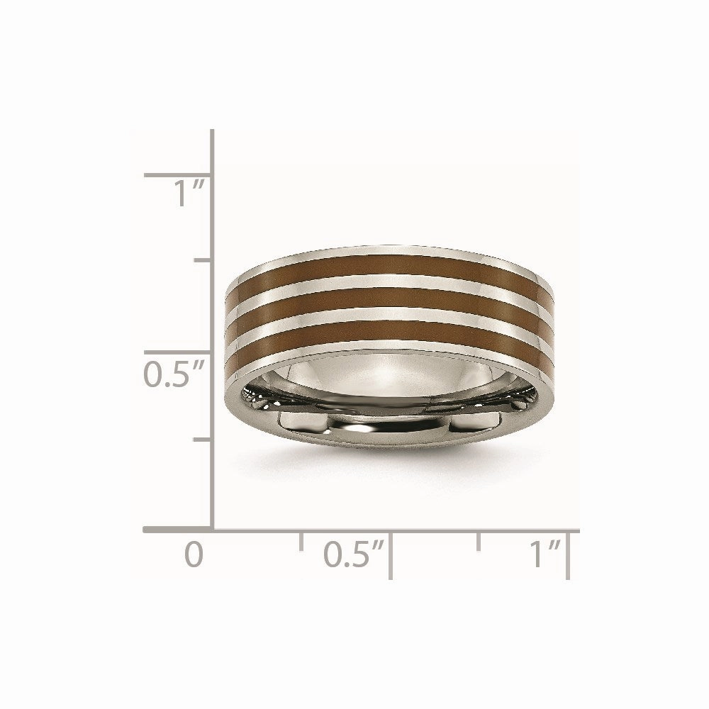 Titanium Brown Enamel Flat 8mm Polished Band | TB200