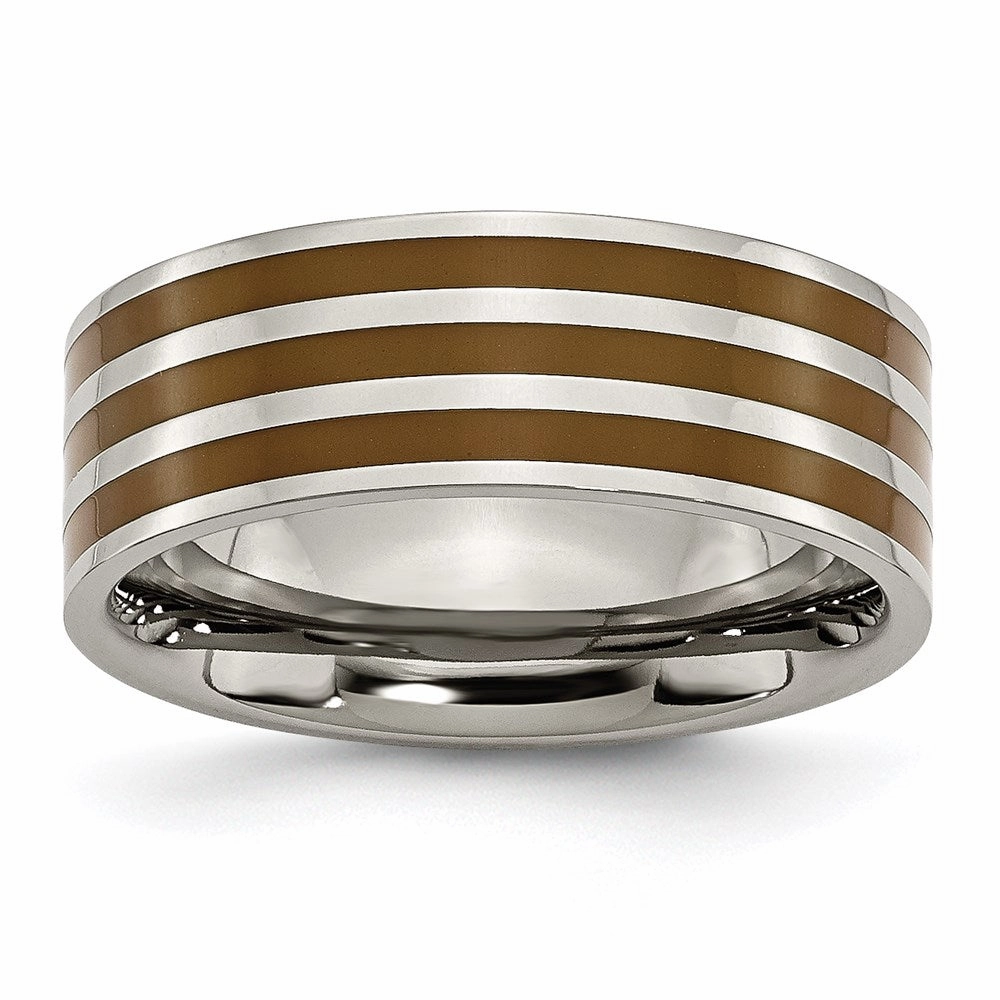 Titanium Brown Enamel Flat 8mm Polished Band | TB200