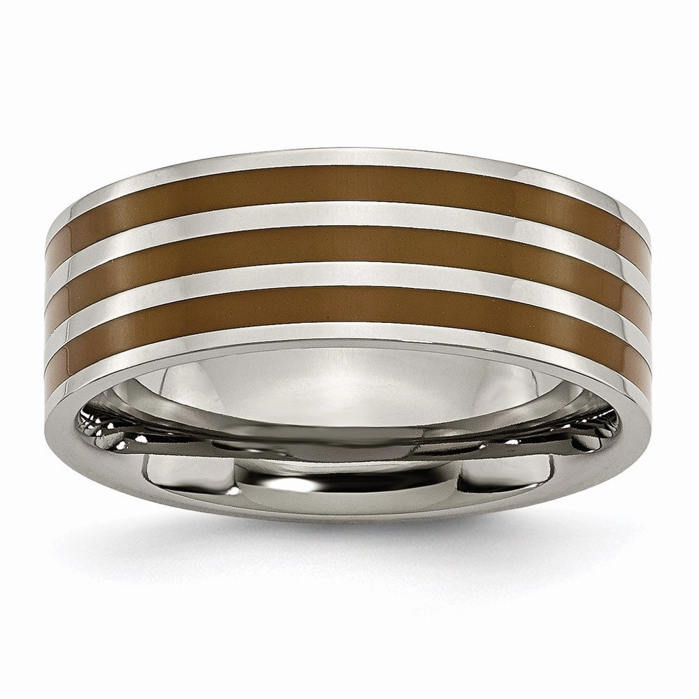 Titanium Brown Enamel Flat 8mm Polished Band | TB200