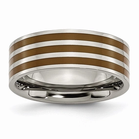 Titanium Brown Enamel Flat 8mm Polished Band | TB200