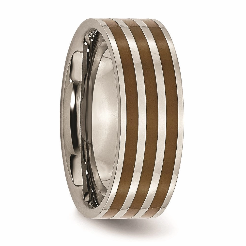 Titanium Brown Enamel Flat 8mm Polished Band | TB200