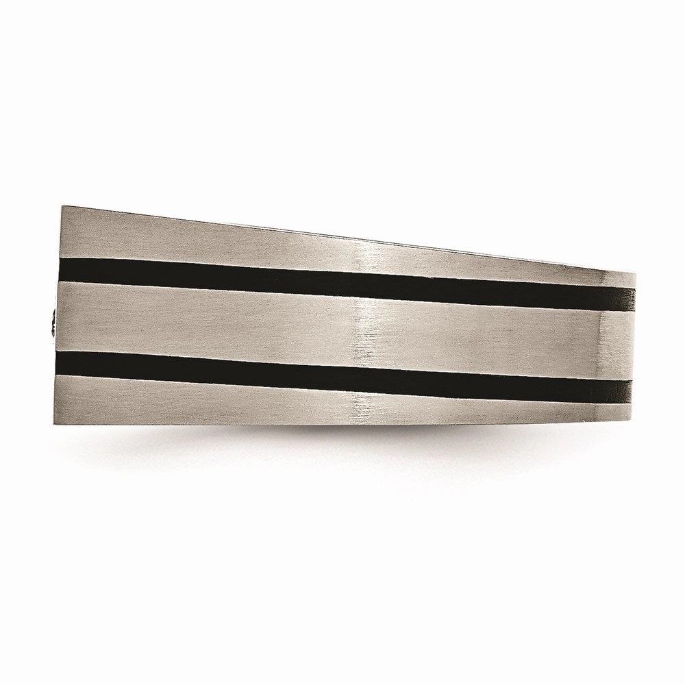 Titanium Brushed and Polished Black IP-plated CZs Ring | TB430