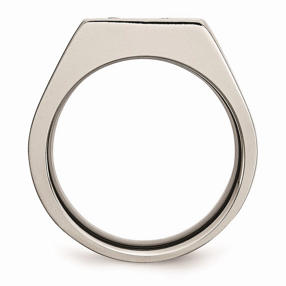 Titanium Brushed and Polished Black IP-plated CZs Ring | TB430
