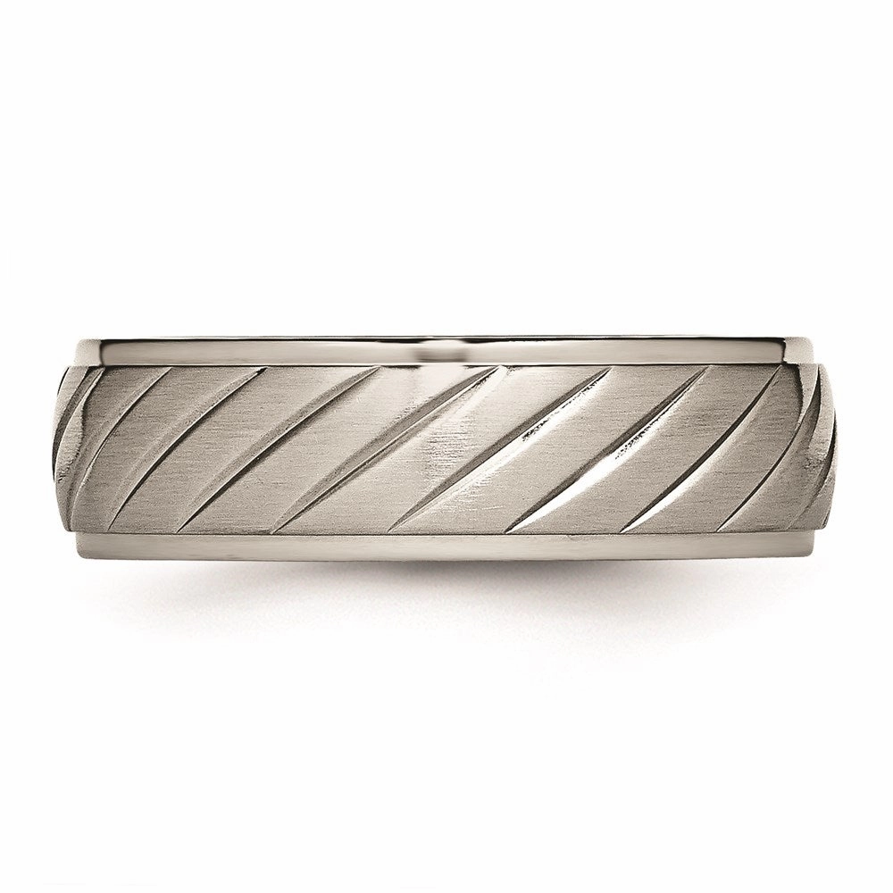 Titanium Brushed and Polished Grooved Ring | TB452