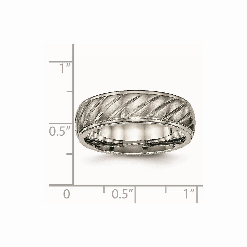 Titanium Brushed and Polished Grooved Ring | TB452
