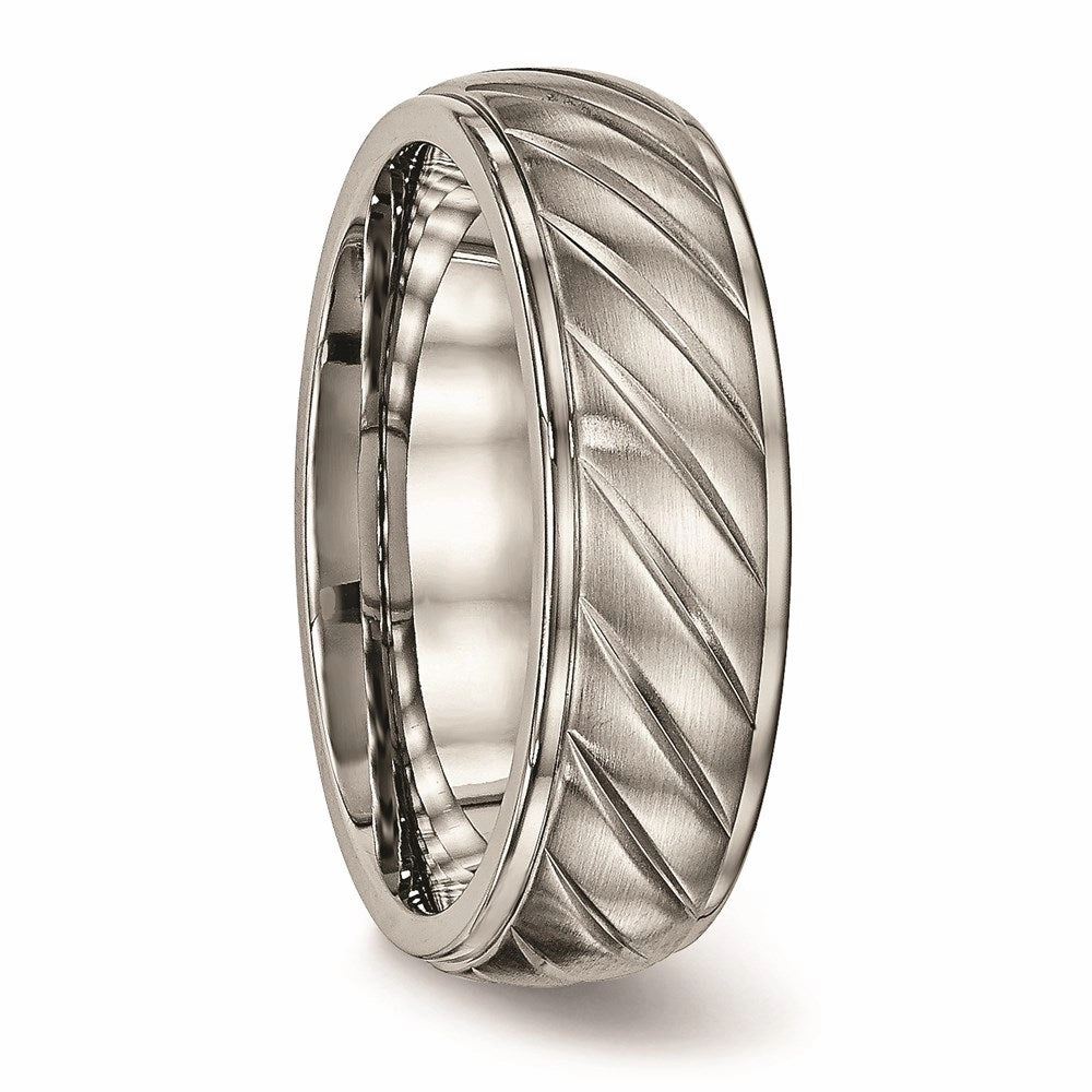 Titanium Brushed and Polished Grooved Ring | TB452