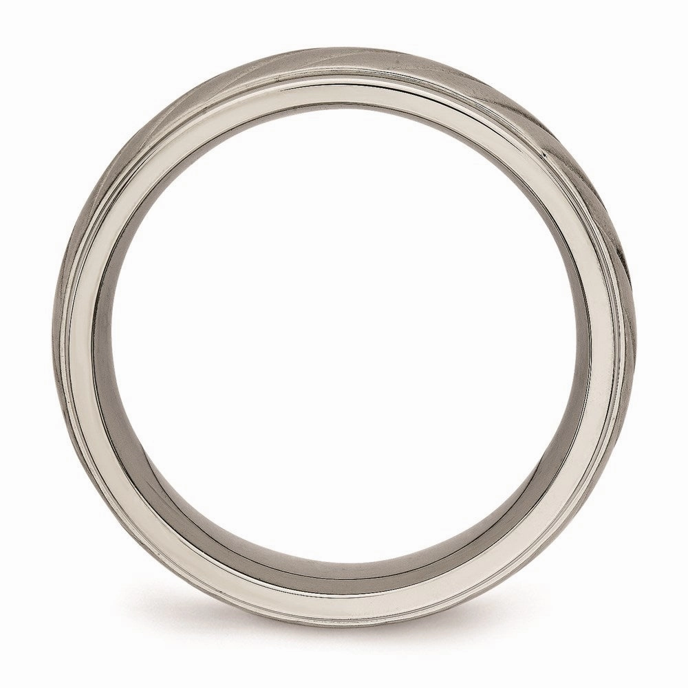 Titanium Brushed and Polished Grooved Ring | TB452