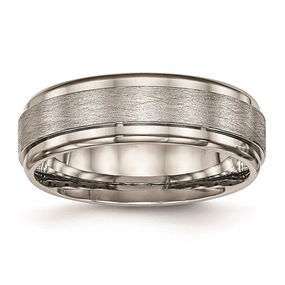 Titanium Brushed and Polished Ridged Edge Ring | TB453