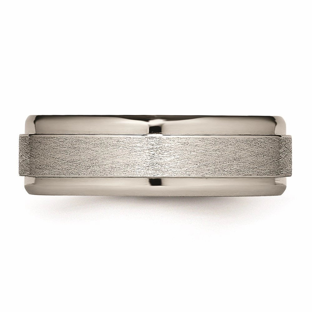 Titanium Brushed and Polished Ridged Edge Ring | TB453