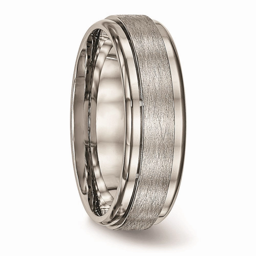Titanium Brushed and Polished Ridged Edge Ring | TB453
