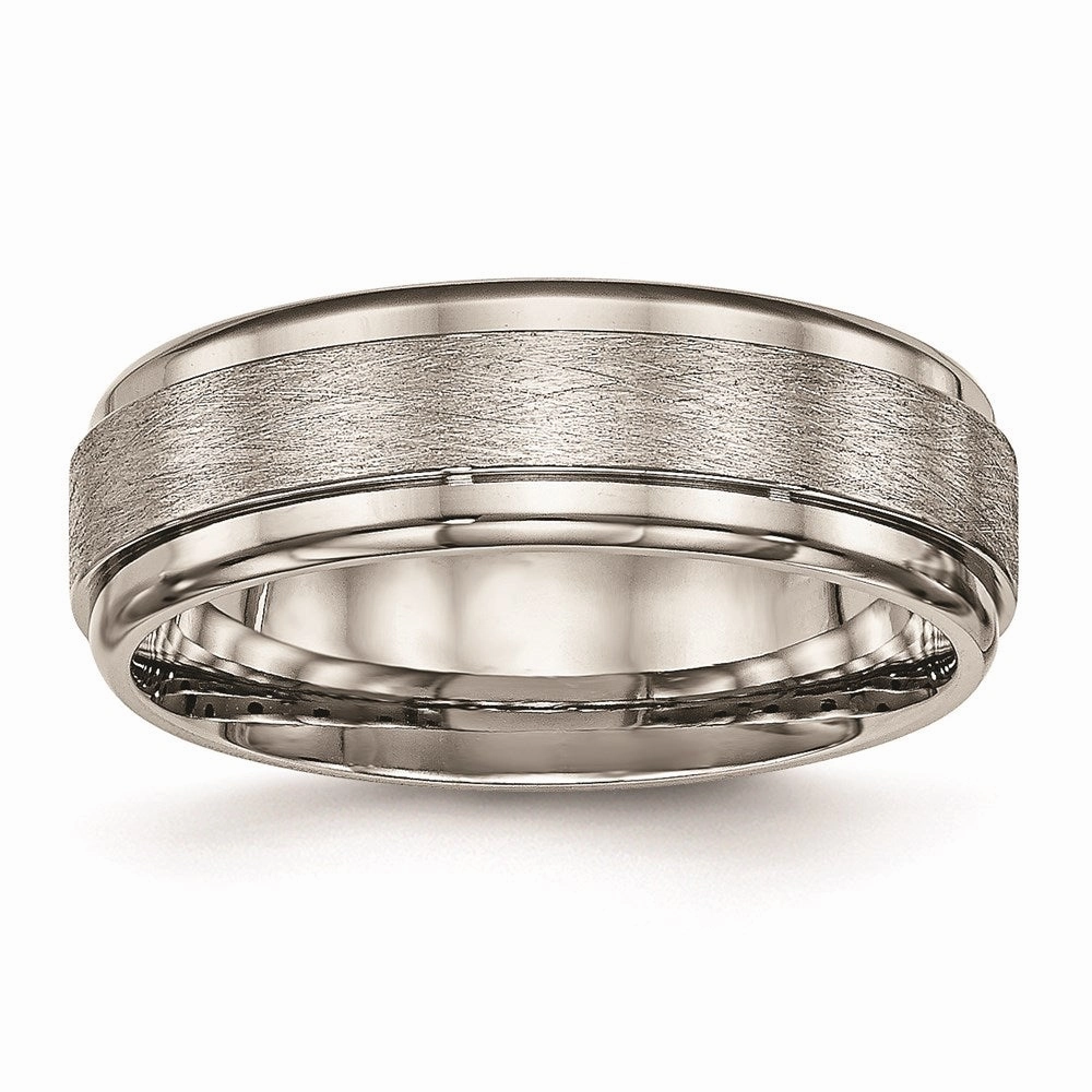 Titanium Brushed and Polished Ridged Edge Ring | TB453