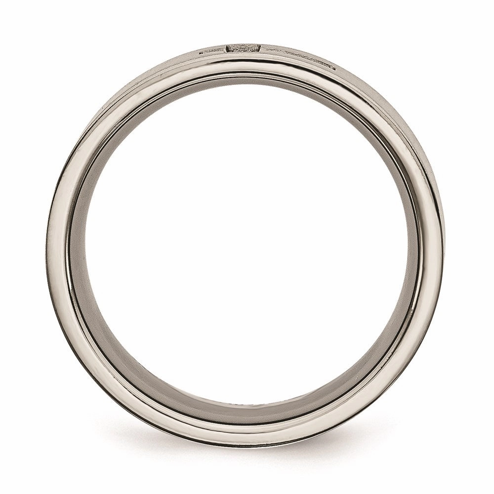 Titanium Brushed Diamond Cross Flat Band | TB444A
