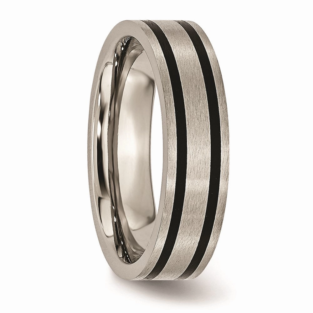 Titanium Brushed Enameled Flat 6mm Band | TB344