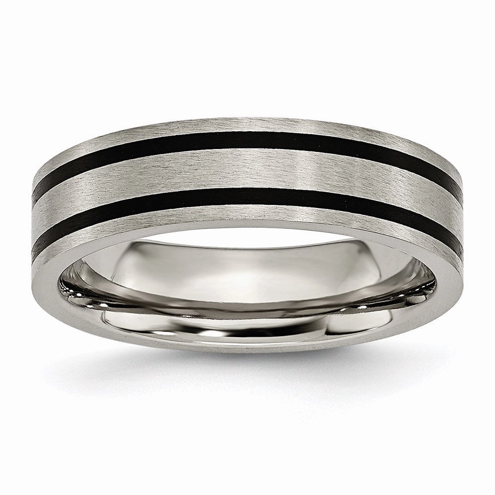 Titanium Brushed Enameled Flat 6mm Band | TB344