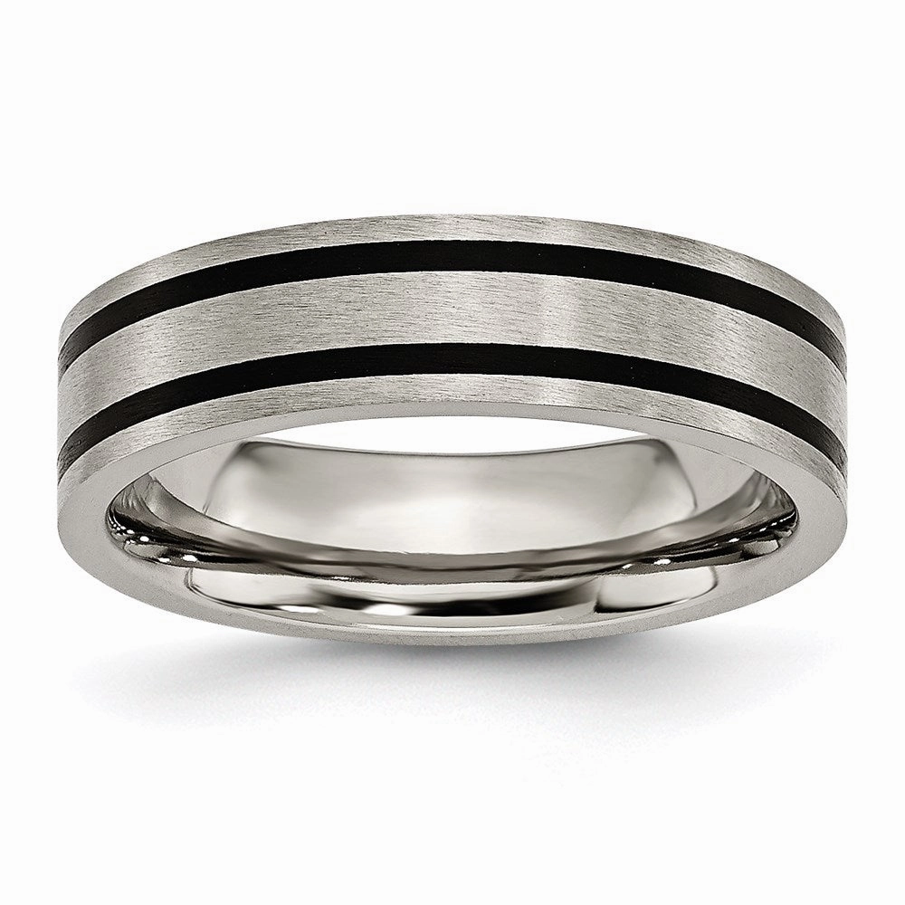 Titanium Brushed Enameled Flat 6mm Band | TB344