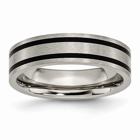 Titanium Brushed Enameled Flat 6mm Band | TB344