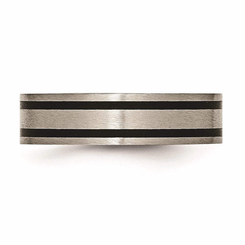 Titanium Brushed Enameled Flat 6mm Band | TB344