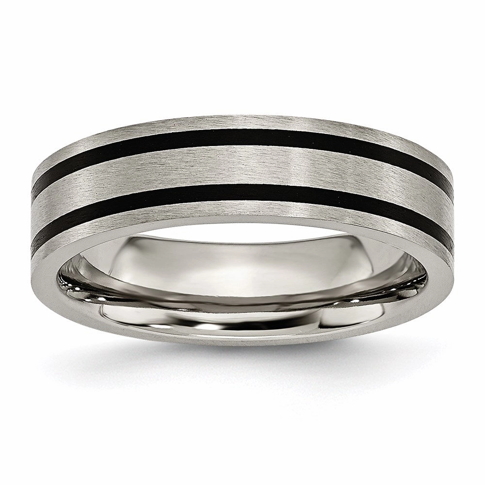 Titanium Brushed Enameled Flat 6mm Band | TB344