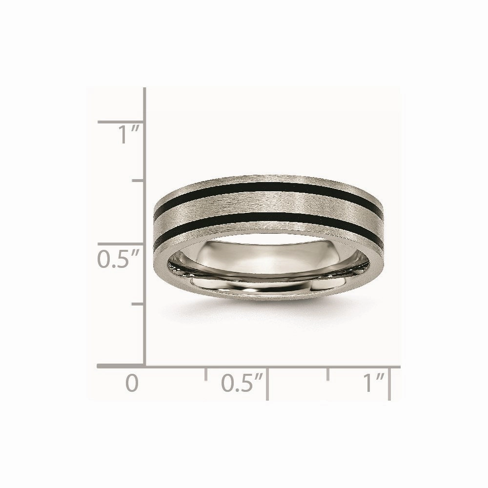 Titanium Brushed Enameled Flat 6mm Band | TB344