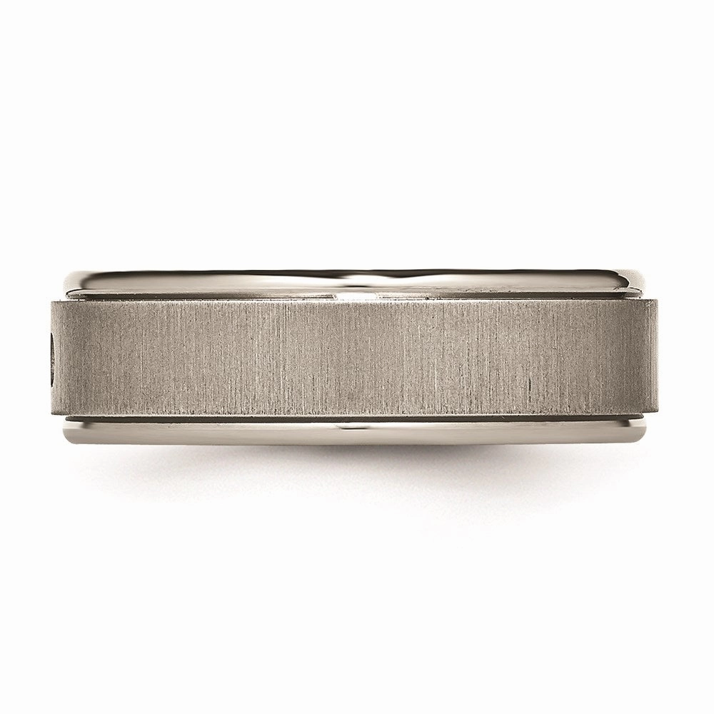 Titanium Brushed/Polished 0.05ct. Diamond Rounded Edge Band | TB432A