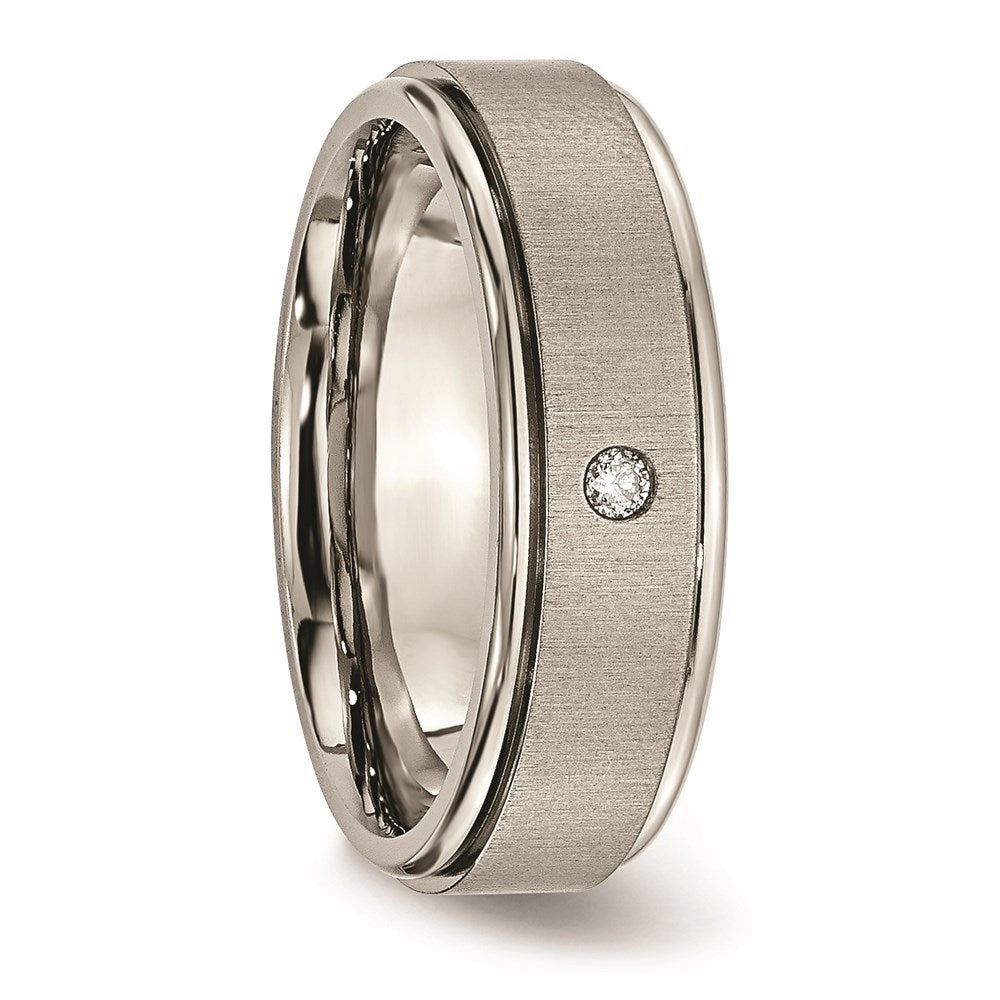 Titanium Brushed/Polished 0.05ct. Diamond Rounded Edge Band | TB432A