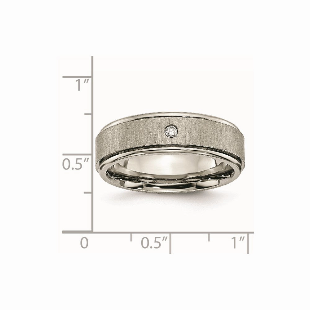 Titanium Brushed/Polished 0.05ct. Diamond Rounded Edge Band | TB432A