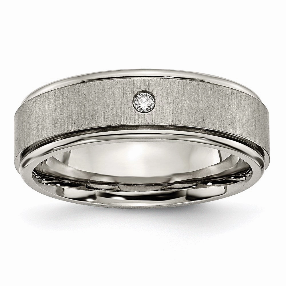 Titanium Brushed/Polished 0.05ct. Diamond Rounded Edge Band | TB432A