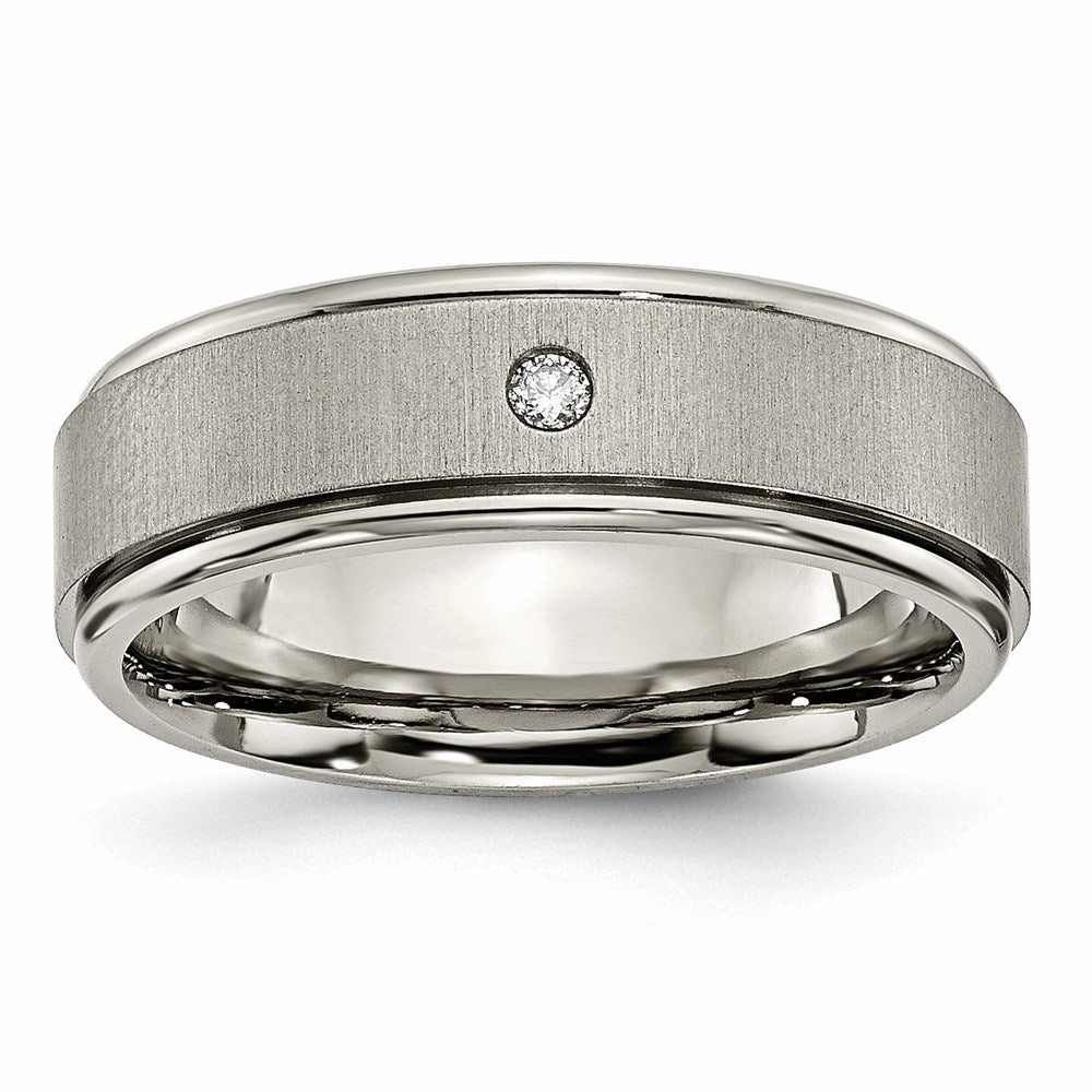 Titanium Brushed/Polished 0.05ct. Diamond Rounded Edge Band | TB432A