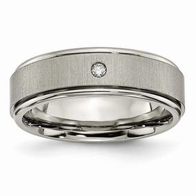 Titanium Brushed/Polished 0.05ct. Diamond Rounded Edge Band | TB432A