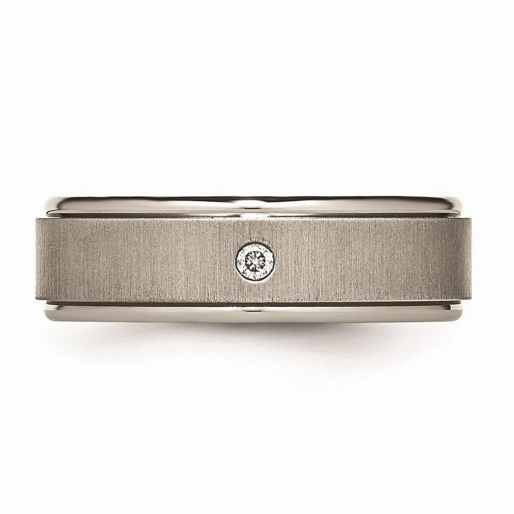 Titanium Brushed/Polished 0.05ct. Diamond Rounded Edge Band | TB432A