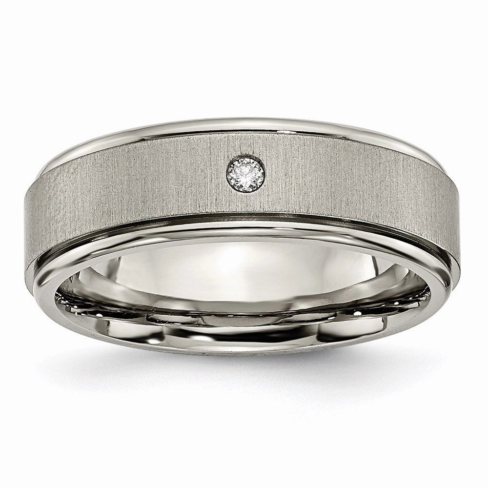 Titanium Brushed/Polished 0.05ct. Diamond Rounded Edge Band | TB432A