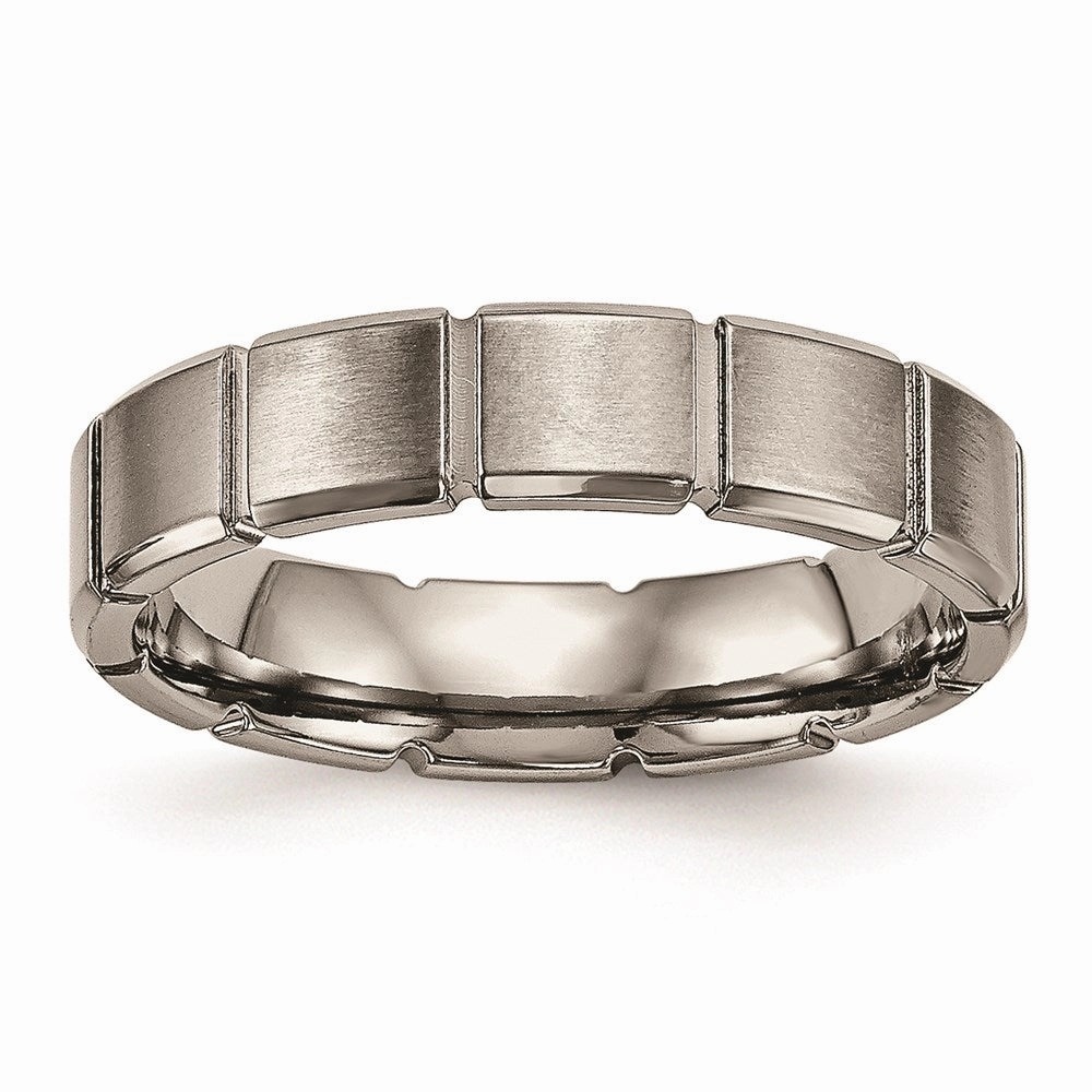 Titanium Brushed/Polished Grooved Ring | TB486