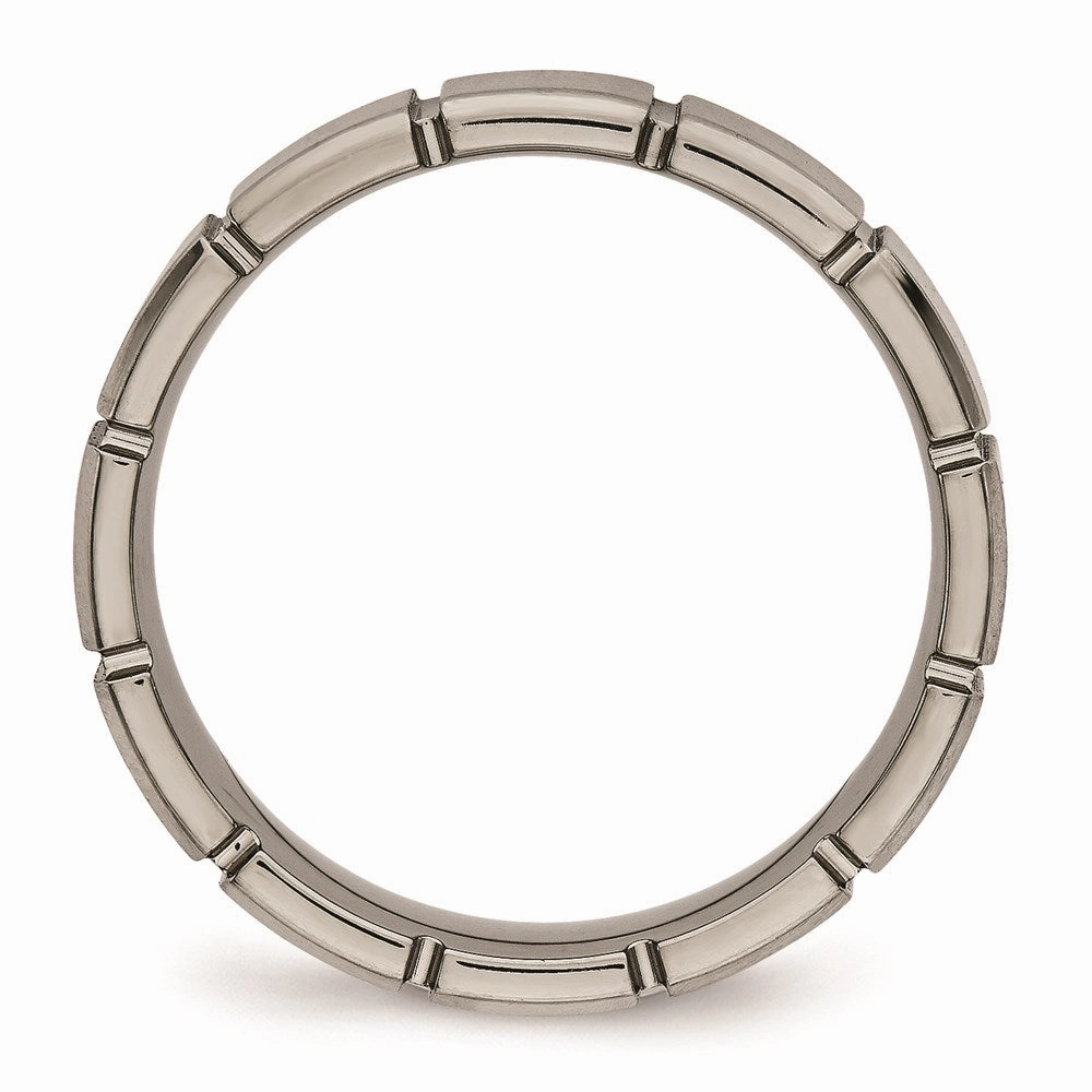 Titanium Brushed/Polished Grooved Ring | TB486