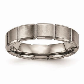 Titanium Brushed/Polished Grooved Ring | TB486