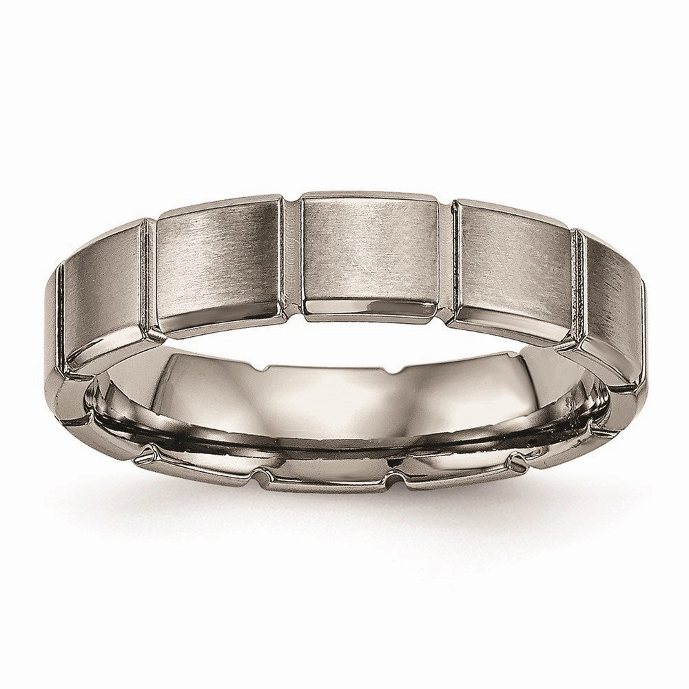 Titanium Brushed/Polished Grooved Ring | TB486