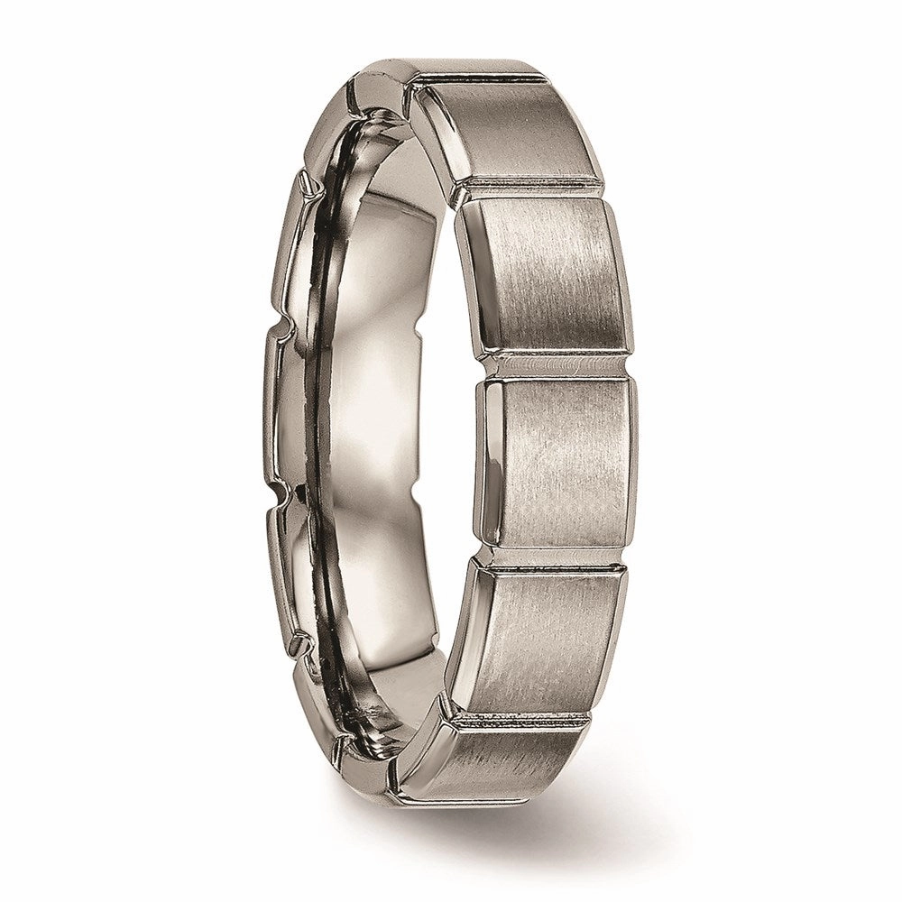 Titanium Brushed/Polished Grooved Ring | TB486