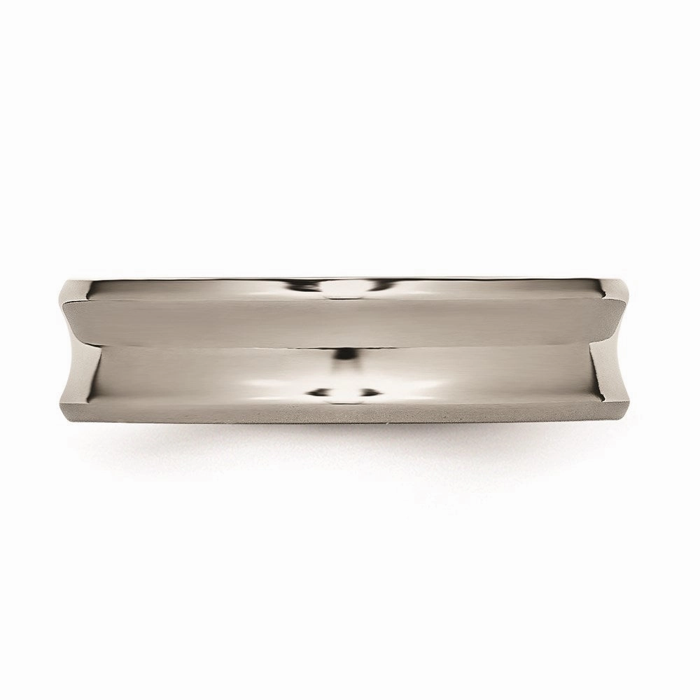 Titanium Concave 6mm Polished Beveled Edge Band | TB44