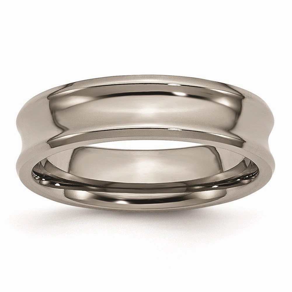 Titanium Concave 6mm Polished Beveled Edge Band | TB44