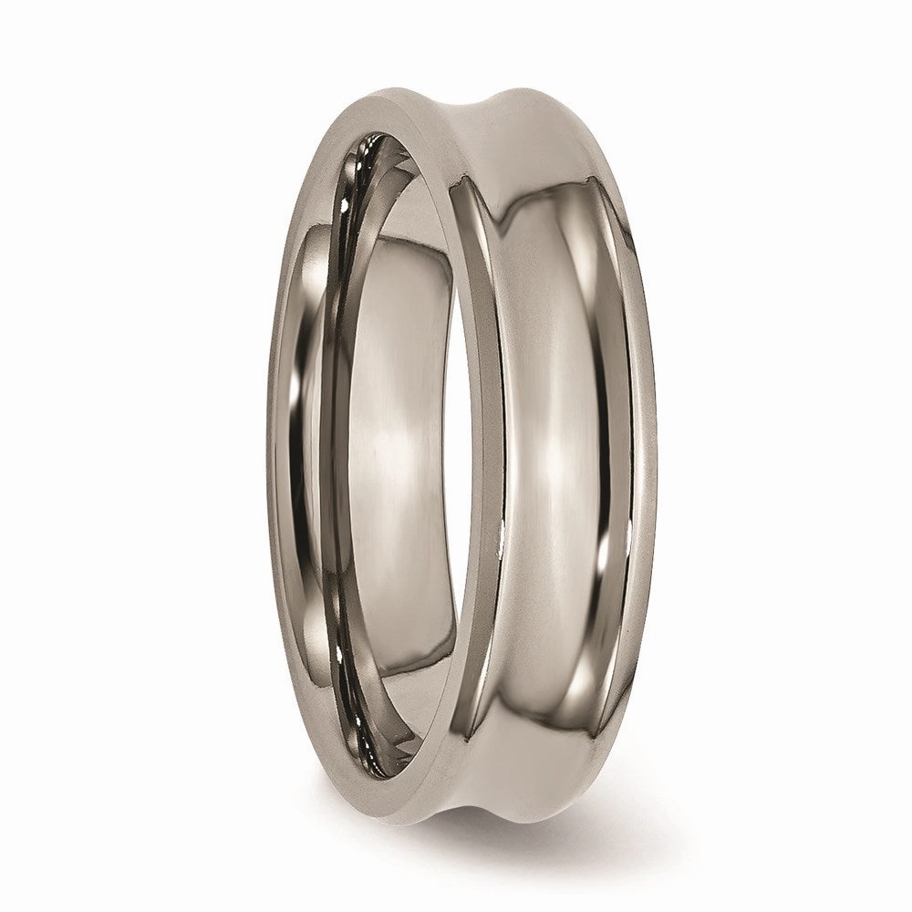 Titanium Concave 6mm Polished Beveled Edge Band | TB44
