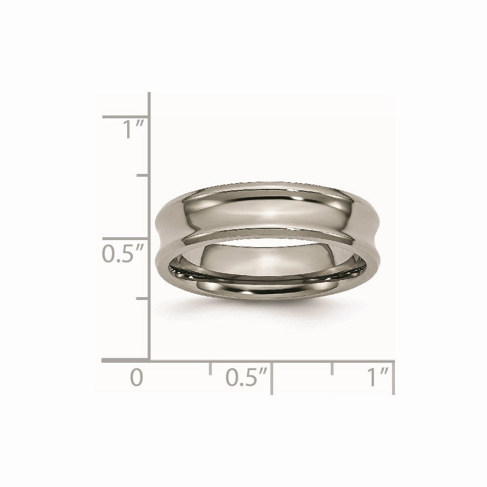 Titanium Concave 6mm Polished Beveled Edge Band | TB44
