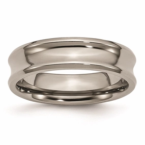 Titanium Concave 6mm Polished Beveled Edge Band | TB44