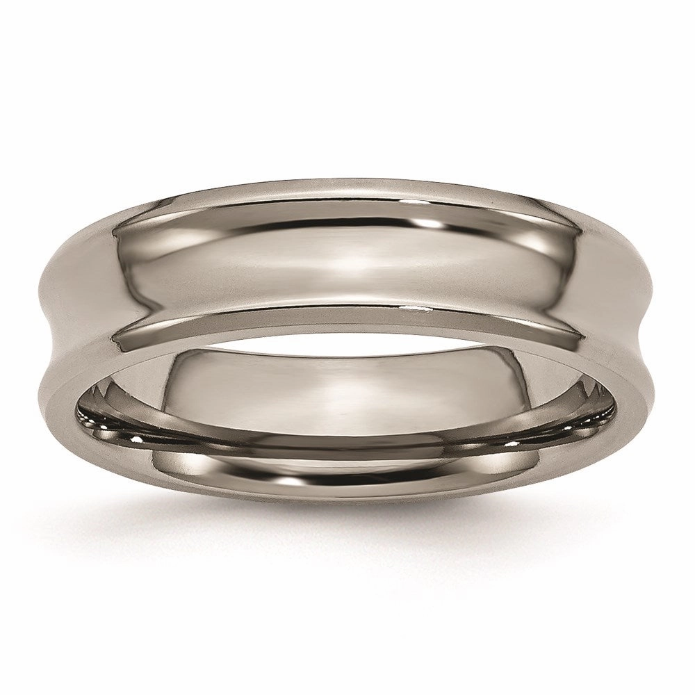 Titanium Concave 6mm Polished Beveled Edge Band | TB44